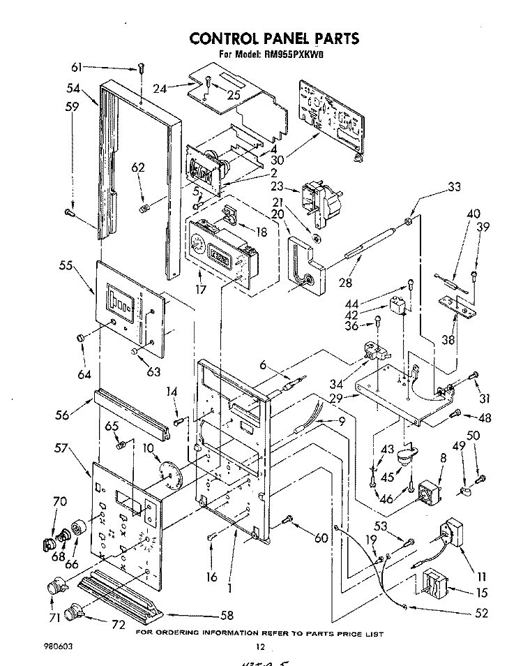 CONTROL PANEL Diagram and Parts List for RM955PXKW0  Whirlpool Microwave Oven Combo