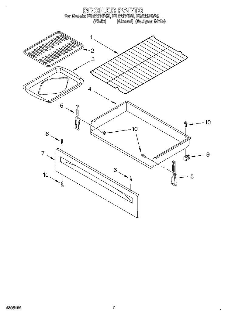BROILER Diagram and Parts List for FGS337GN5  Roper Range