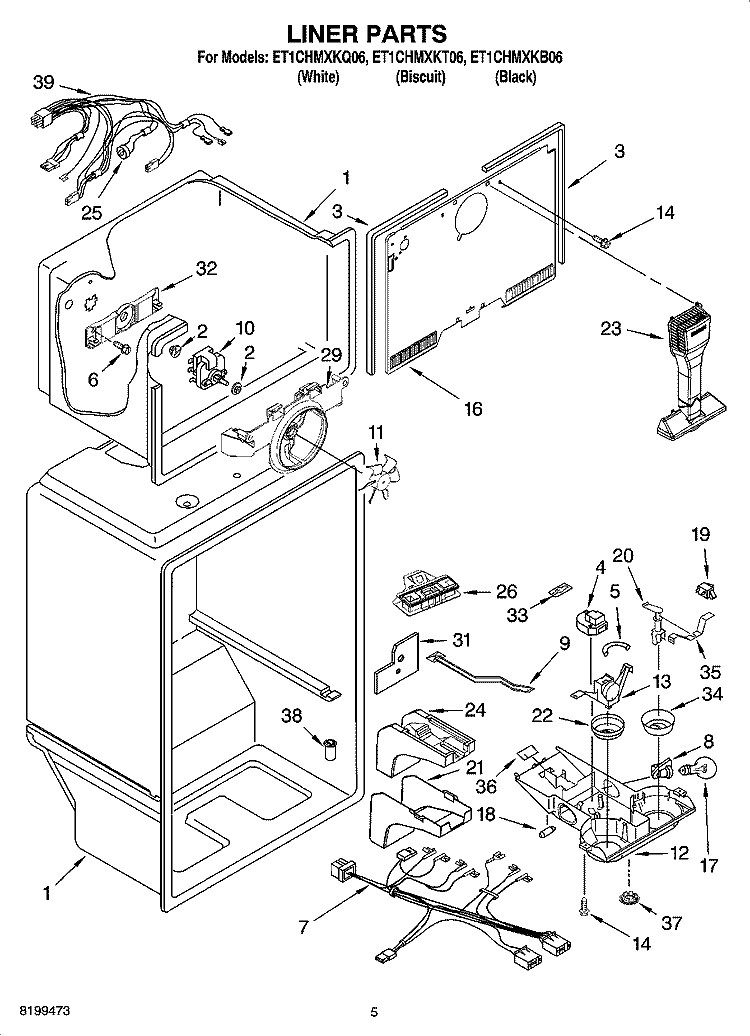 LINER PARTS Diagram and Parts List for ET1CHMXKQ06  Whirlpool Refrigerator