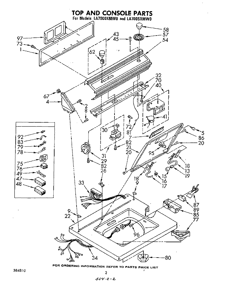 TOP AND CONSOLE Diagram and Parts List for LA7005XMW0  Whirlpool Washer