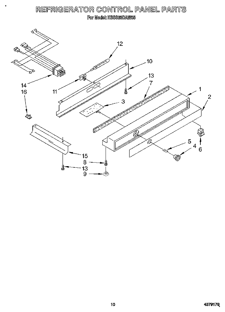 REFRIGERATOR CONTROL PANEL Diagram and Parts List for KSSS36DAW05  KitchenAid Refrigerator