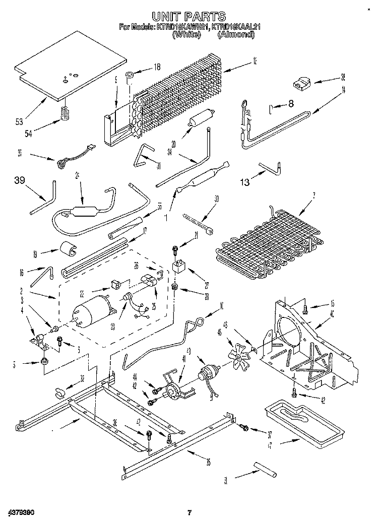 UNIT Diagram and Parts List for KTRD18KAAL21  Whirlpool Refrigerator