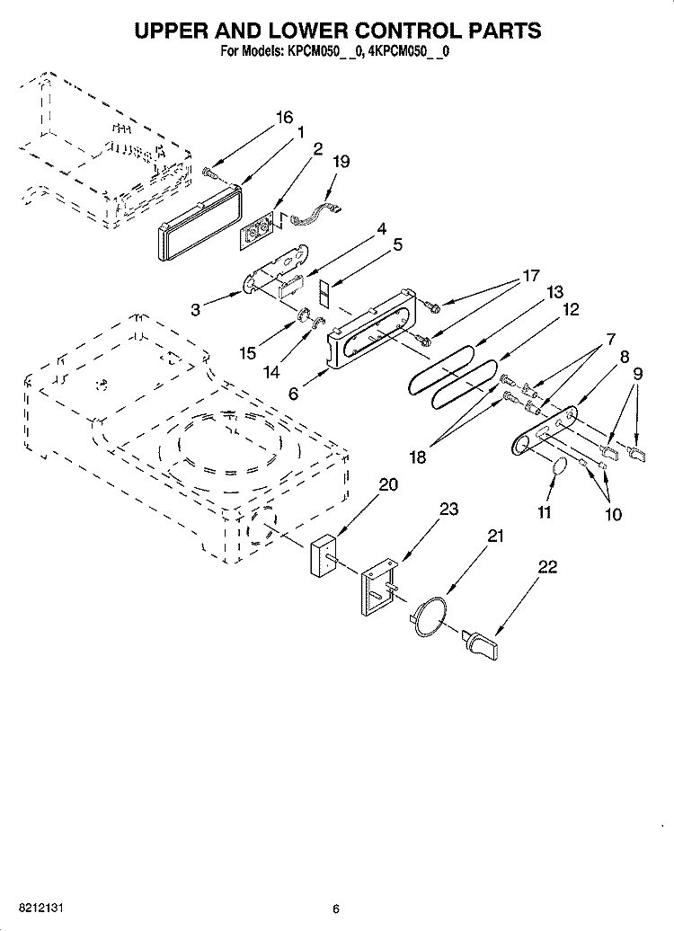 UPPER AND LOWER CONTROL PARTS Diagram and Parts List for 4KPCM050PM0  KitchenAid Coffee Maker