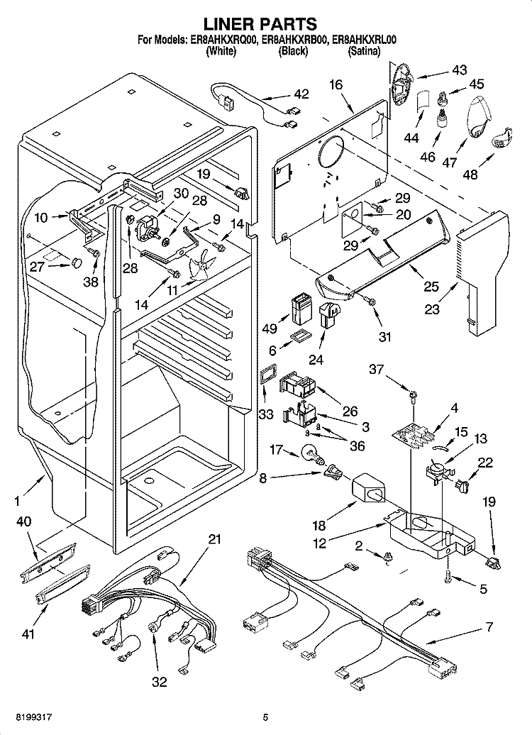 LINER PARTS Diagram and Parts List for ER8AHKXRL00  Whirlpool Refrigerator