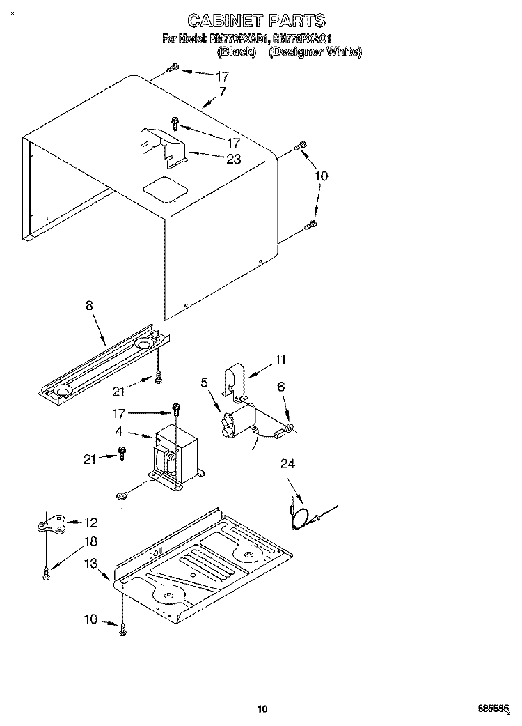 CABINET Diagram and Parts List for RM770PXAB1  Whirlpool Wall Oven