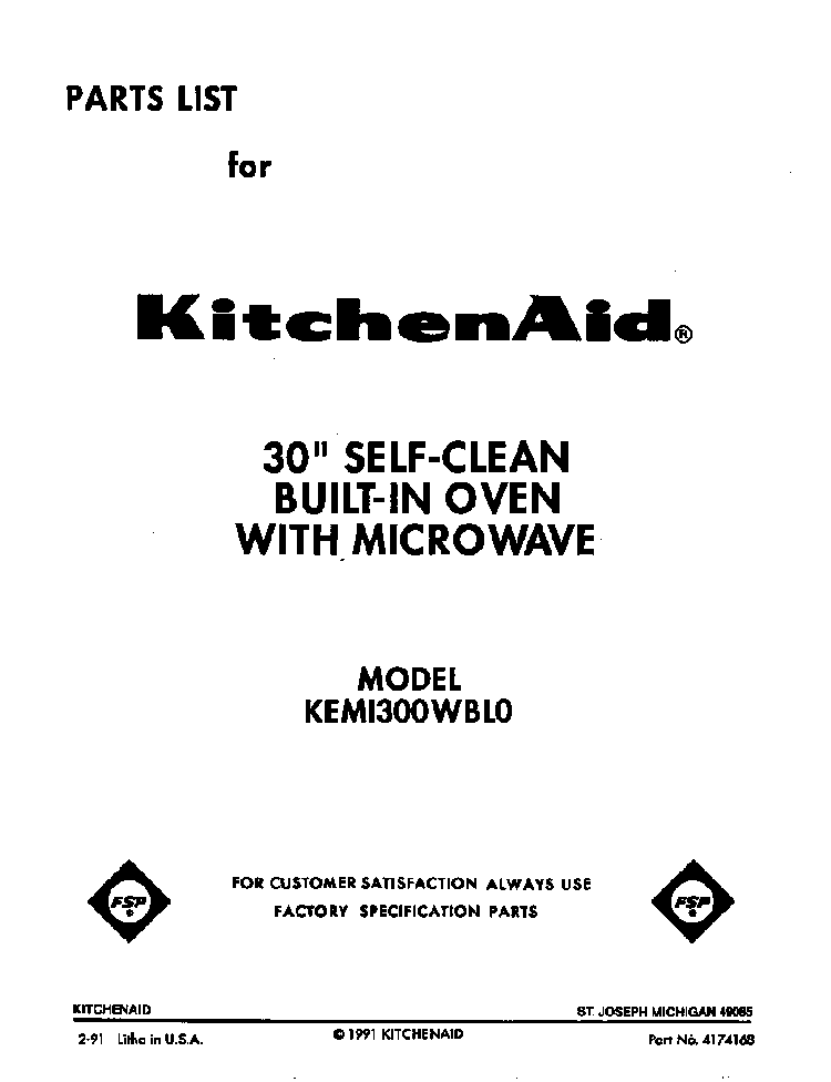 Front Cover Diagram and Parts List for KEMI300WBL0  KitchenAid Microwave Oven Combo
