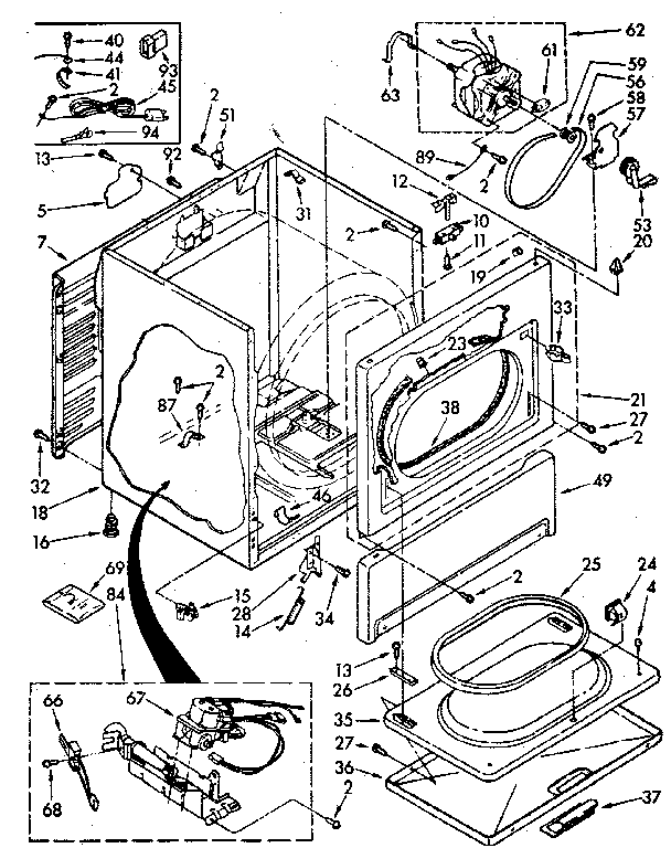 Cabinet Diagram and Parts List for LG9701XSN0  Whirlpool Dryer