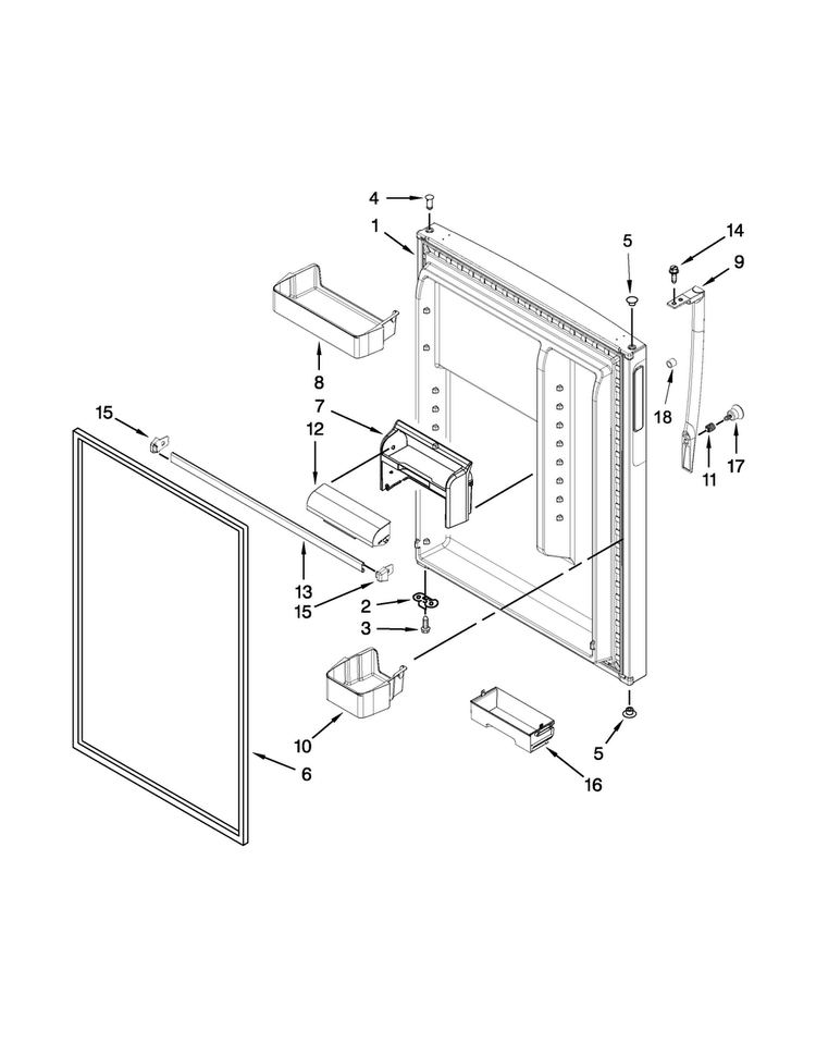 Refrigerator Door Parts Diagram and Parts List for WRT359SFYF01  Whirlpool Refrigerator