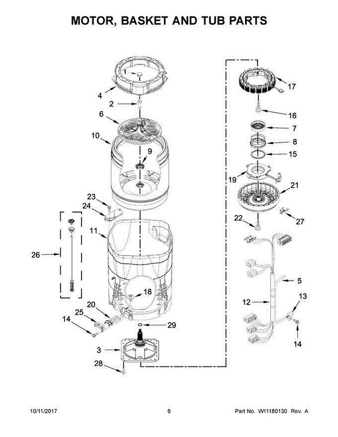 04 - Motor, Basket And Tub Parts Diagram and Parts List for WTW8500DC4  Whirlpool Washer