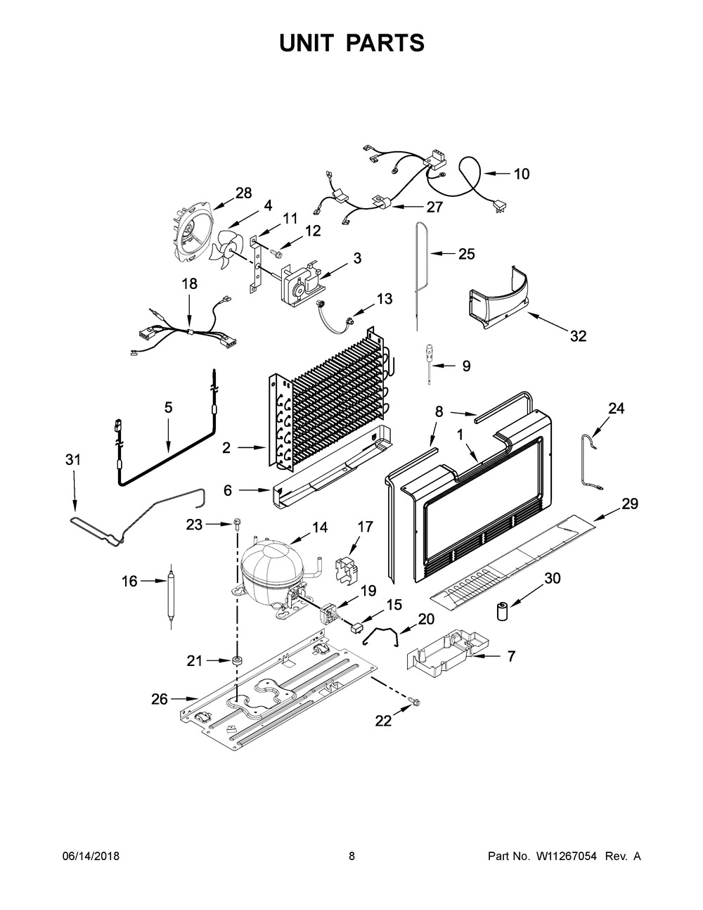 Unit Parts Diagram and Parts List for WZF34X18DW03  Whirlpool Freezer