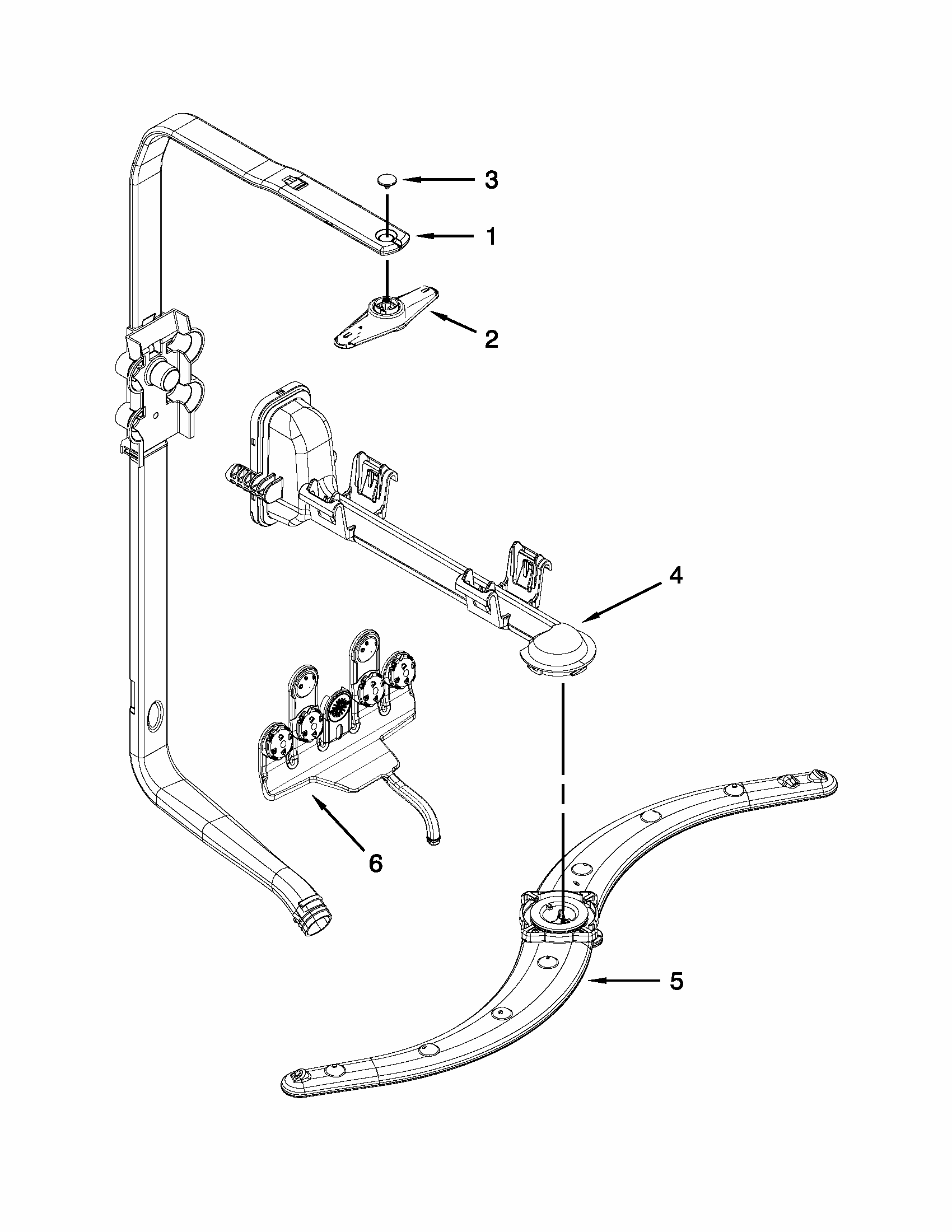 Upper Wash And Rinse Parts Diagram and Parts List for 66513262K113  Kenmore Dishwasher