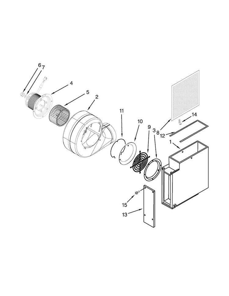 Blower Unit Parts Diagram and Parts List for KGCD807XBL02  KitchenAid Cooktop