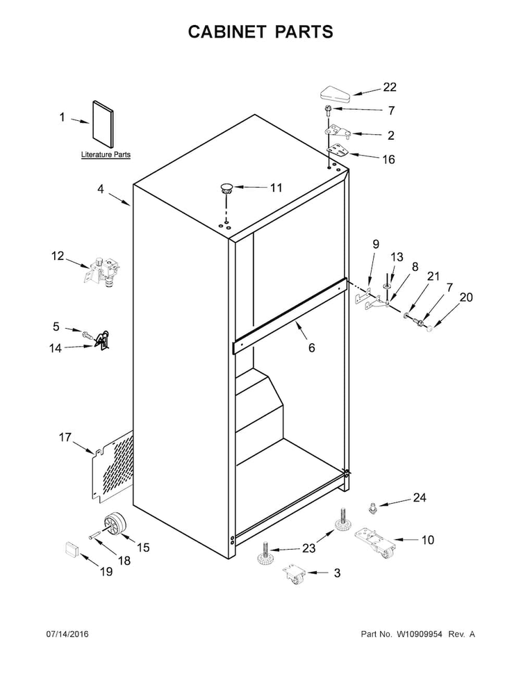 Cabinet Parts Diagram and Parts List for WRT108FZDM02  Whirlpool Refrigerator