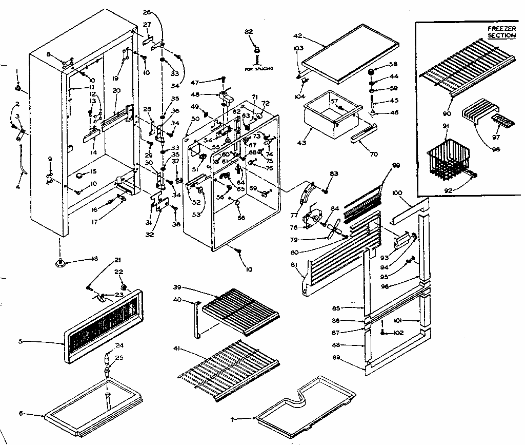 Cabinet Parts Diagram and Parts List for 106S14FSL  Kenmore Refrigerator