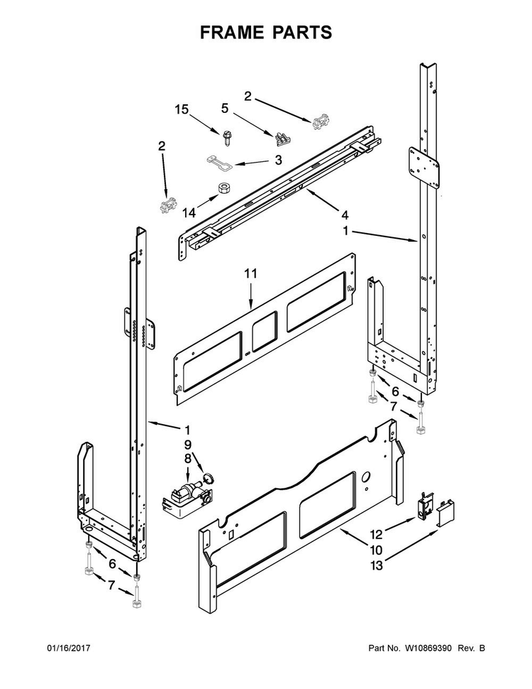 Frame Parts Diagram and Parts List for UDT555SAFP0  Whirlpool Dishwasher