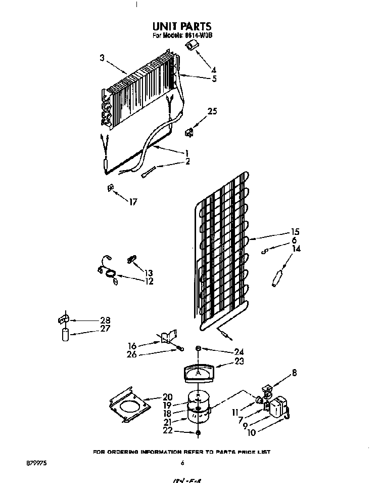 Unit Diagram and Parts List for 8614*0B  Roper Refrigerator
