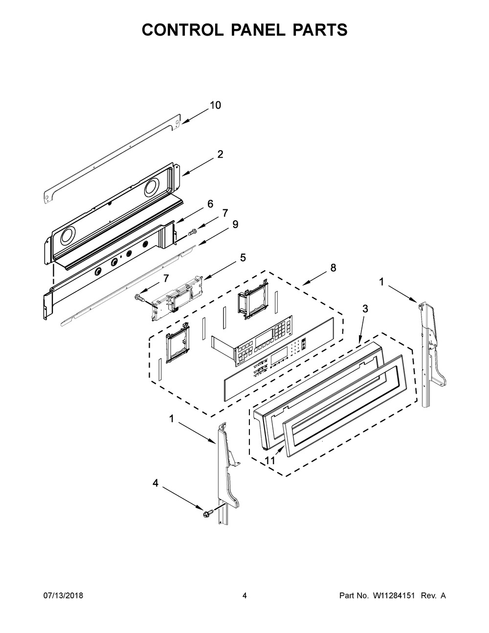 Control Panel Parts Diagram and Parts List for KFID500ESS02  Whirlpool Range