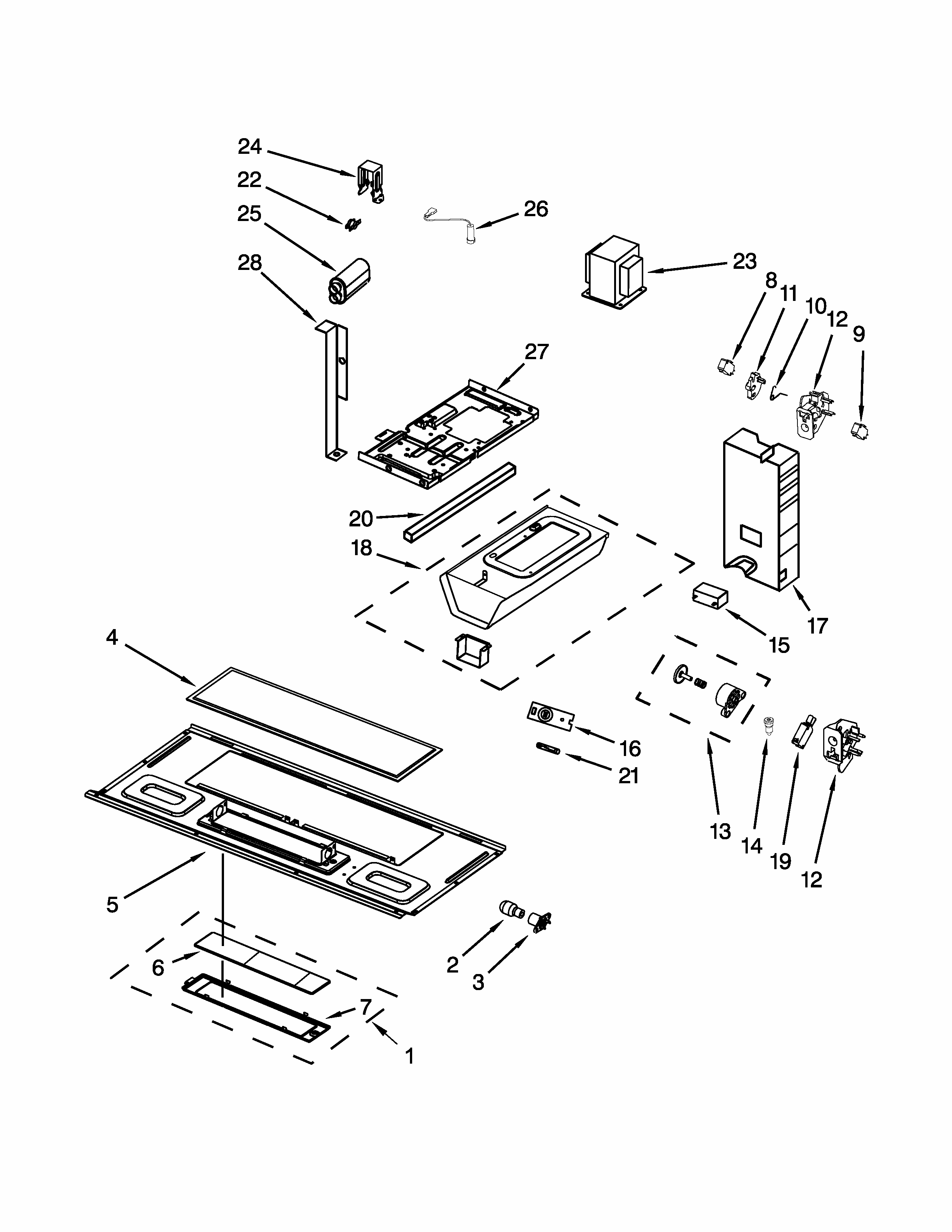 Interior And Ventilation Parts Diagram and Parts List for IMH16XWS5  Whirlpool Microwave