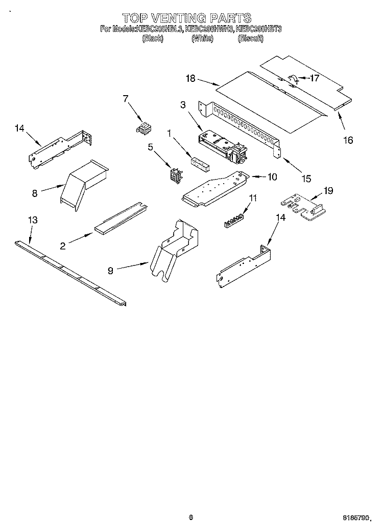 TOP VENTING, OPTIONAL Diagram and Parts List for KEBC208HBT3  KitchenAid Wall Oven