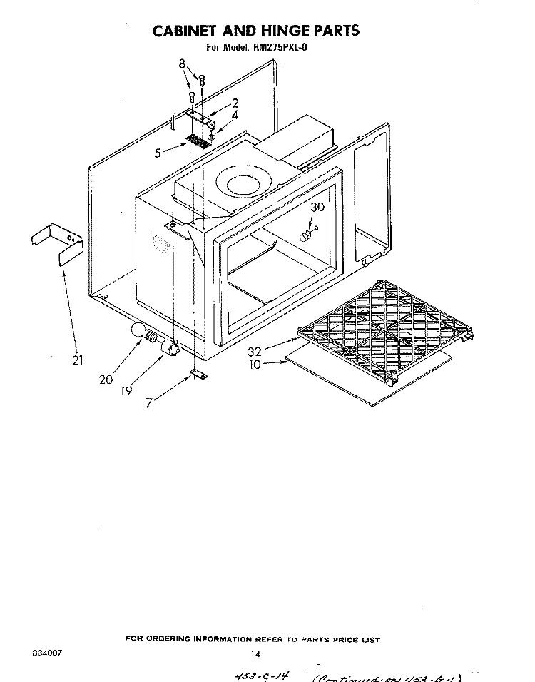 CABINET AND HINGE Diagram and Parts List for RM275PXL0  Whirlpool Microwave Oven Combo
