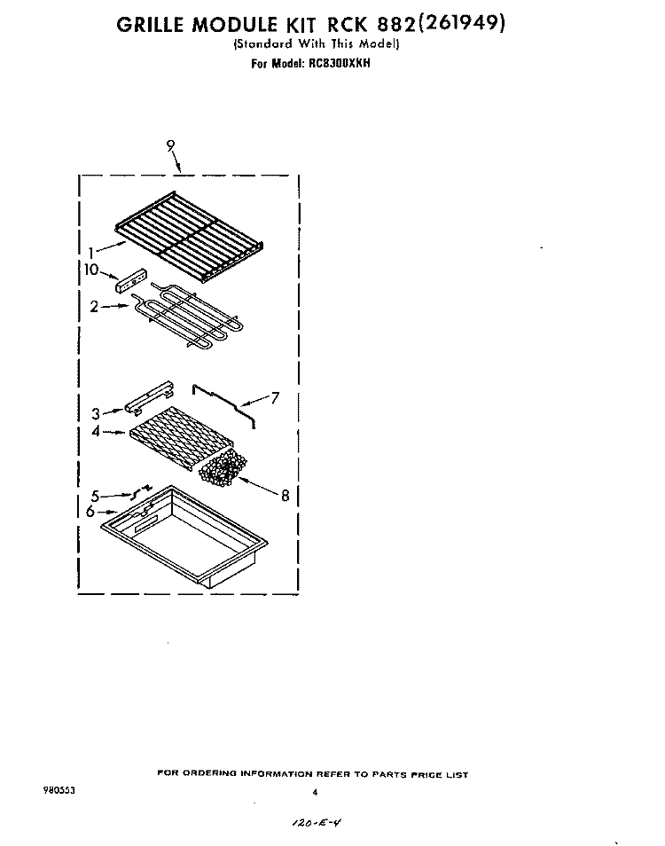 RCK882(261949) Diagram and Parts List for RC8300XKH  Whirlpool Cooktop
