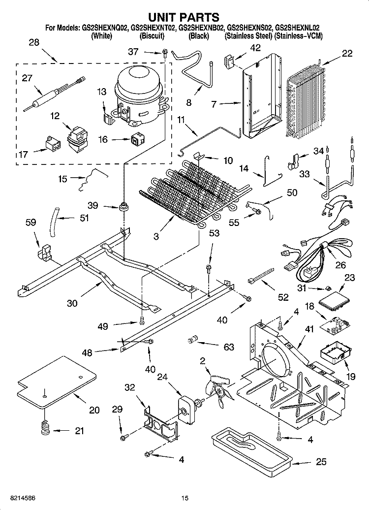 UNIT PARTS Diagram and Parts List for GS2SHEXNT02  Whirlpool Refrigerator