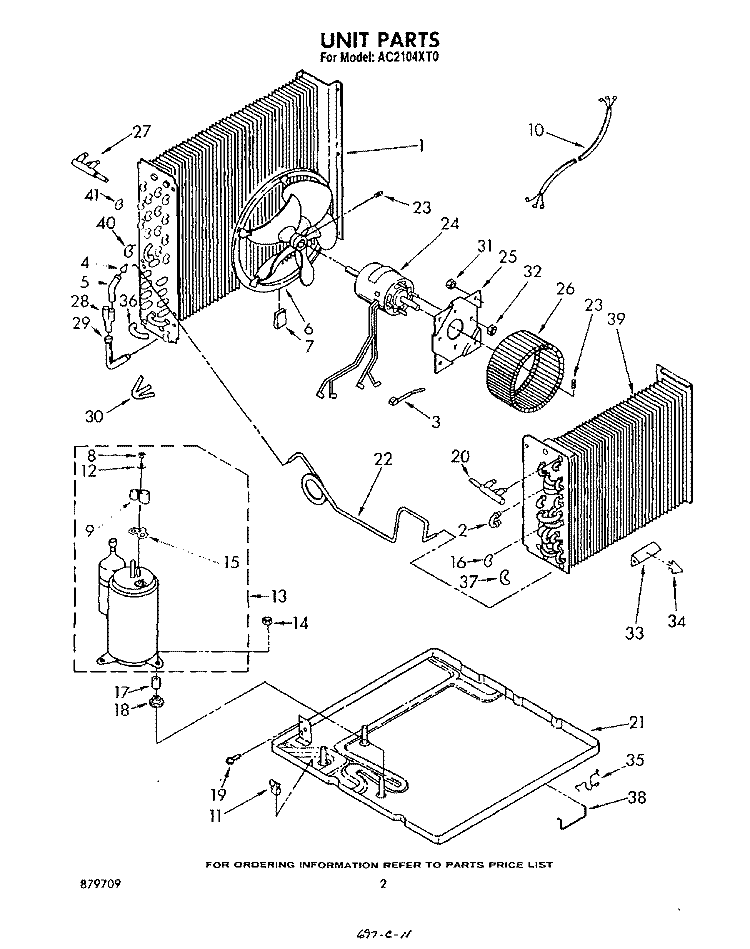 UNIT Diagram and Parts List for AC2104XT0  Whirlpool Air Conditioner
