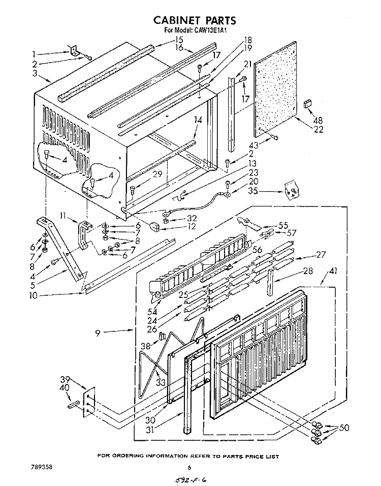 CABINET Diagram and Parts List for CAW13E1A1  Whirlpool Air Conditioner
