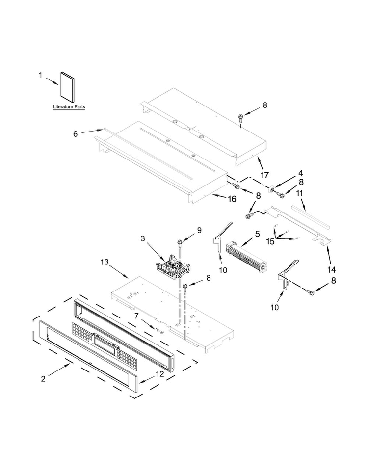 Control Panel Parts Diagram and Parts List for KODE500EBS00  KitchenAid Wall Oven