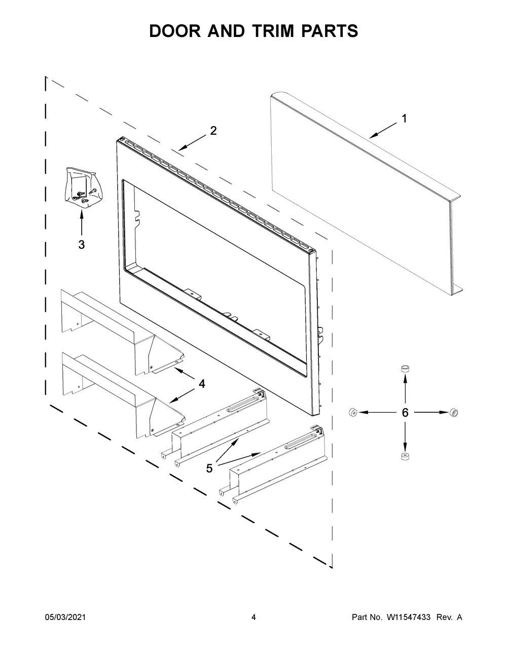 Door And Trim Parts Diagram and Parts List for WMT55511KS02  Whirlpool Microwave Oven Combo