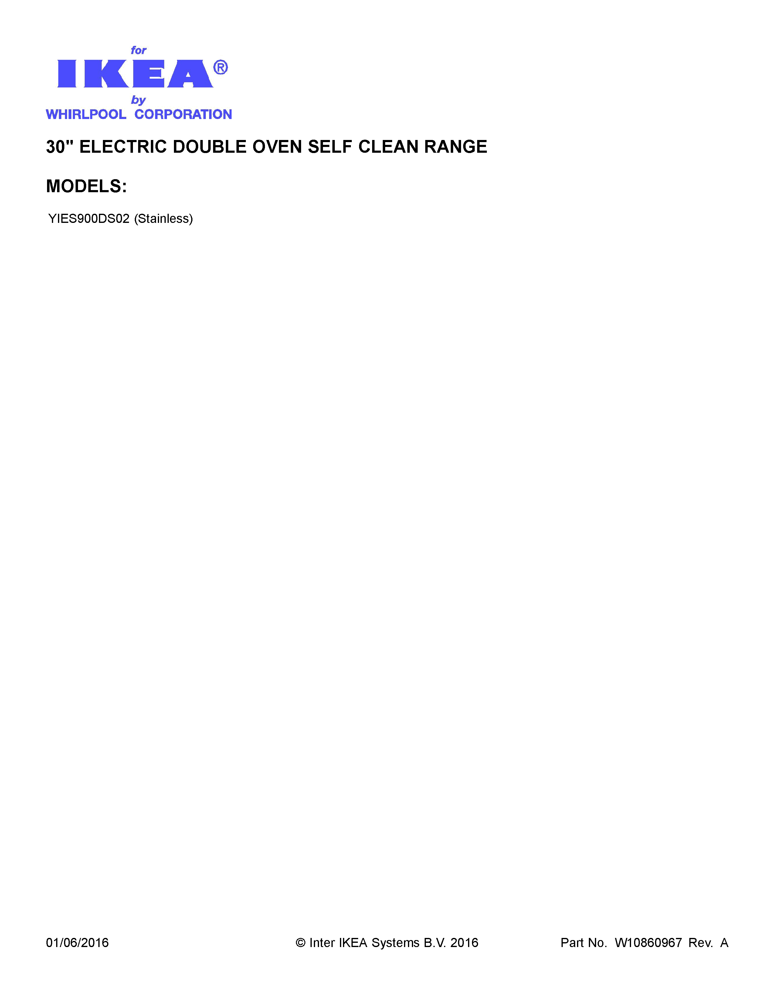 Cover Sheet Diagram and Parts List for YIES900DS02  Whirlpool Range