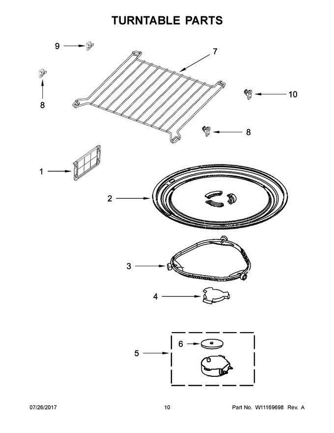 06 - Turntable Parts Diagram and Parts List for WMH53520CS6  Whirlpool Microwave Oven Combo