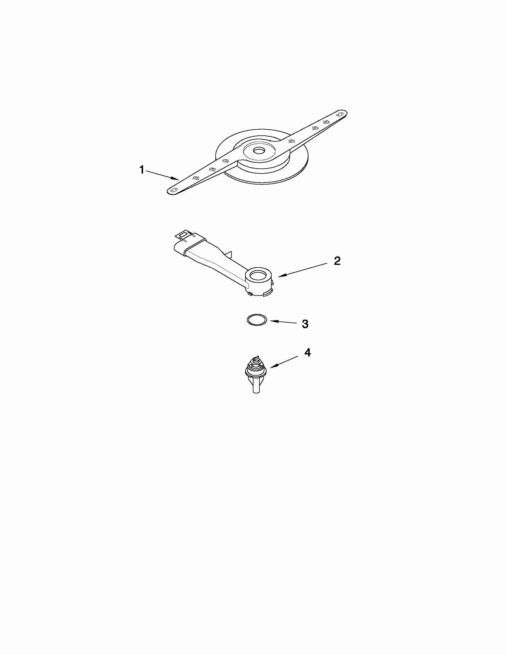 Lower Washarm Parts Diagram and Parts List for 66516012402  Kenmore Dishwasher