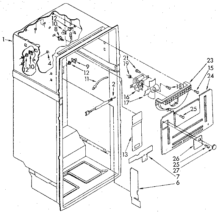 Liner Diagram and Parts List for ET18GKXSN10  Whirlpool Refrigerator