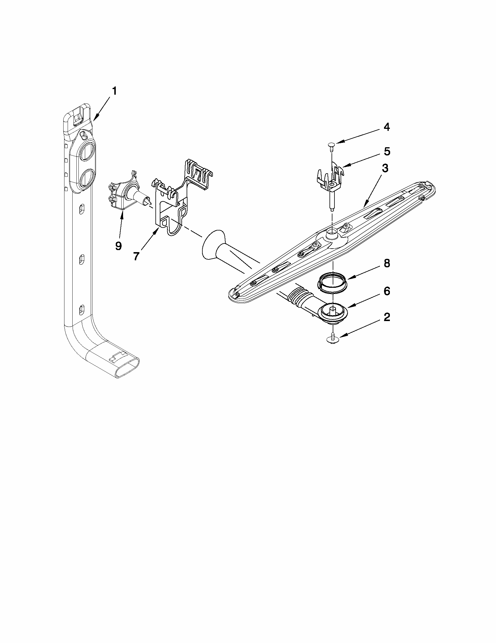 Upper Wash And Rinse Parts Diagram and Parts List for 66517742K015  Kenmore Dishwasher