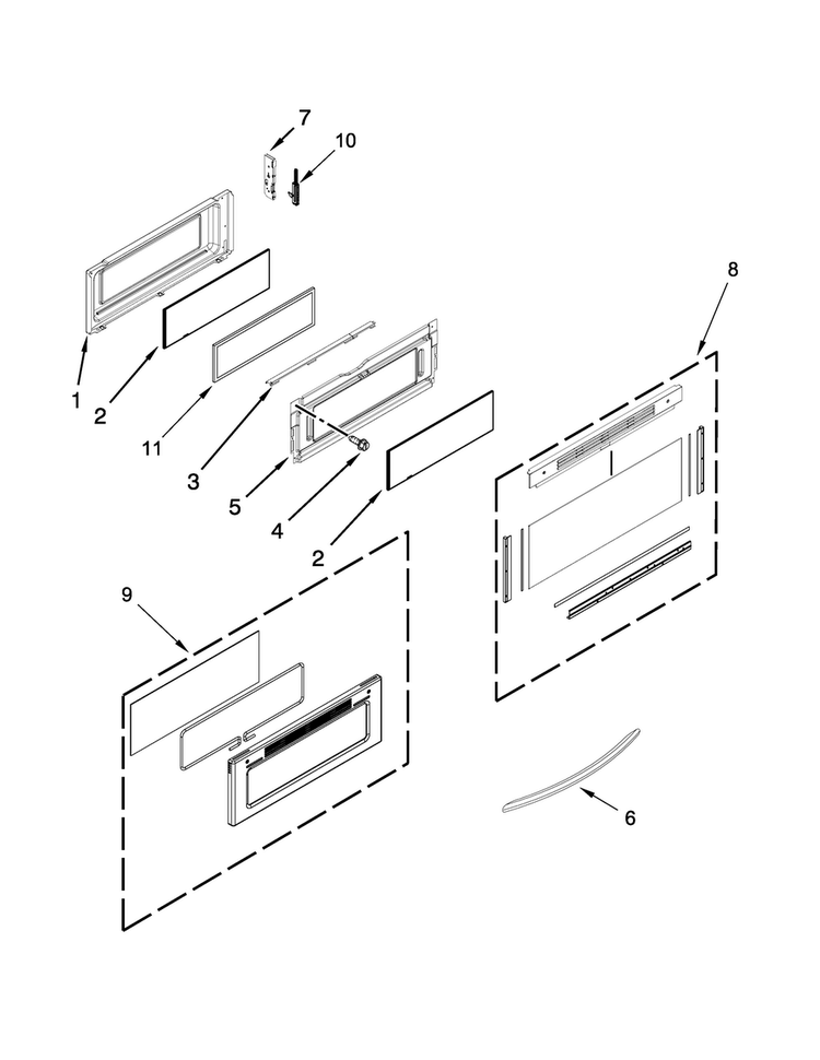 Upper Door Parts Diagram and Parts List for KERS505XSS05  KitchenAid Range