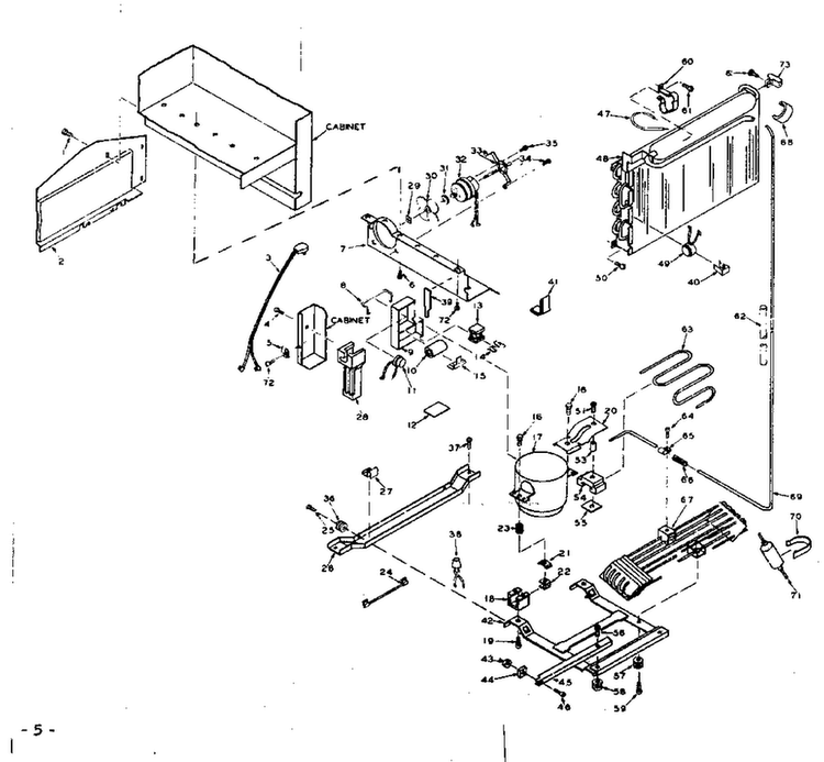 Unit Parts Diagram and Parts List for 106W18GL1  Kenmore Refrigerator