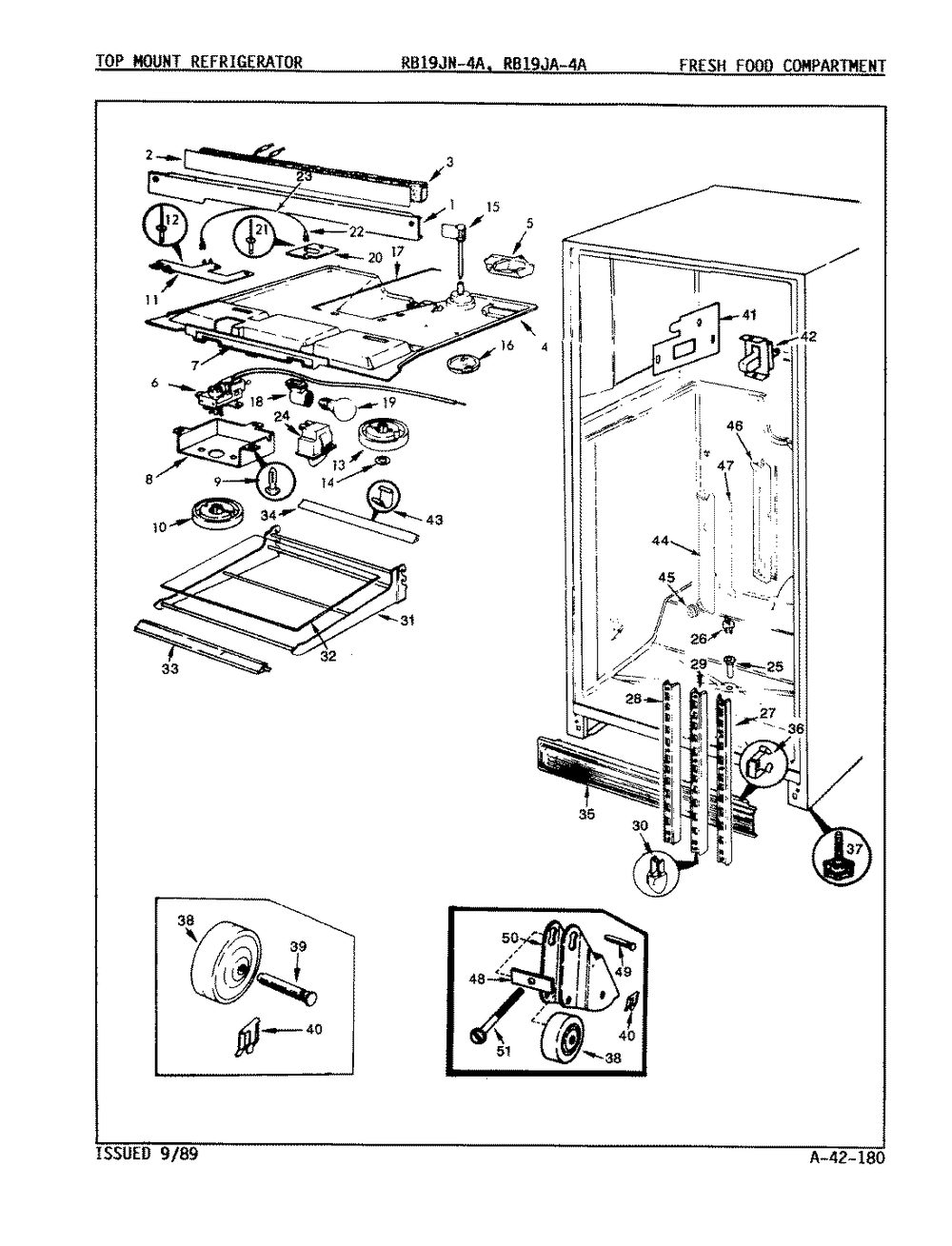 04 - Fresh Food Compartment Diagram and Parts List for RB19JA-4A  Whirlpool Refrigerator