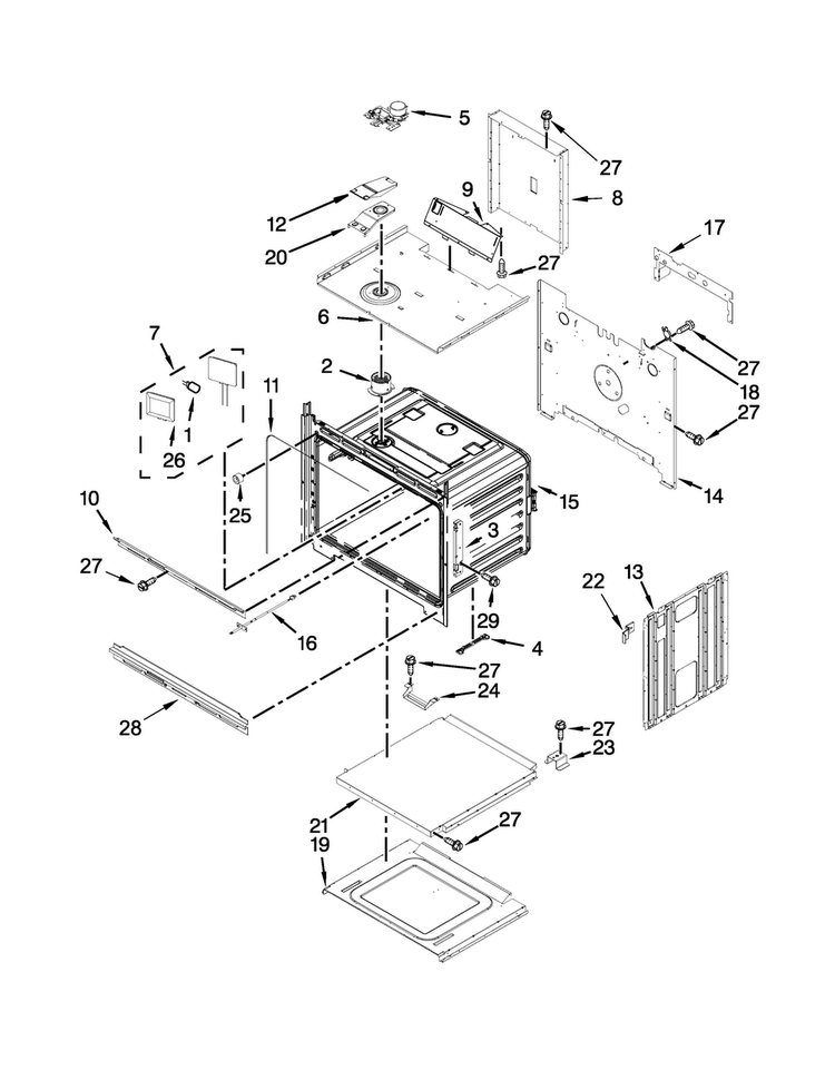 Upper Oven Parts Diagram and Parts List for KEBS209BSP01  KitchenAid Wall Oven