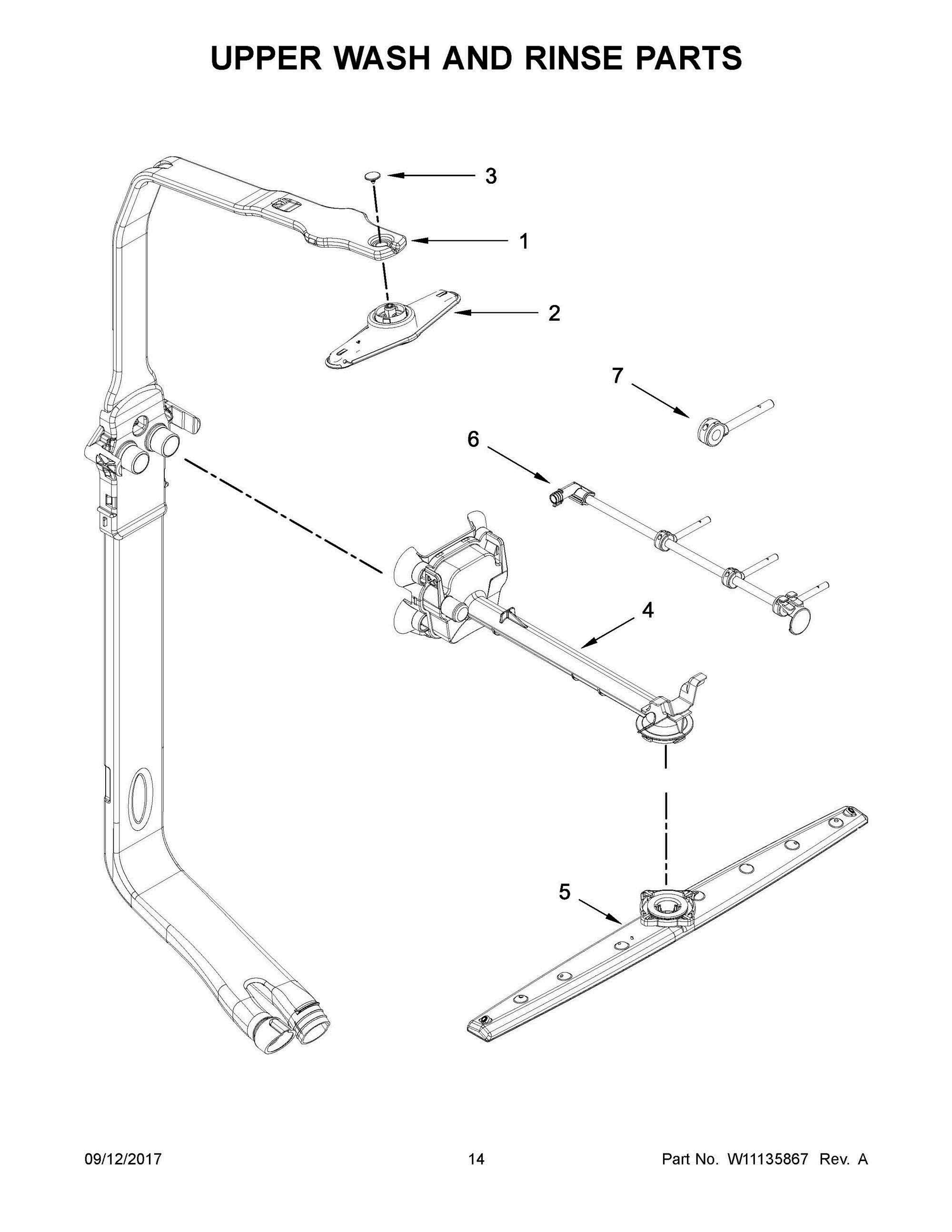 08 - UPPER WASH AND RINSE PARTS Diagram and Parts List for KDPE334GBS0  Whirlpool Dishwasher