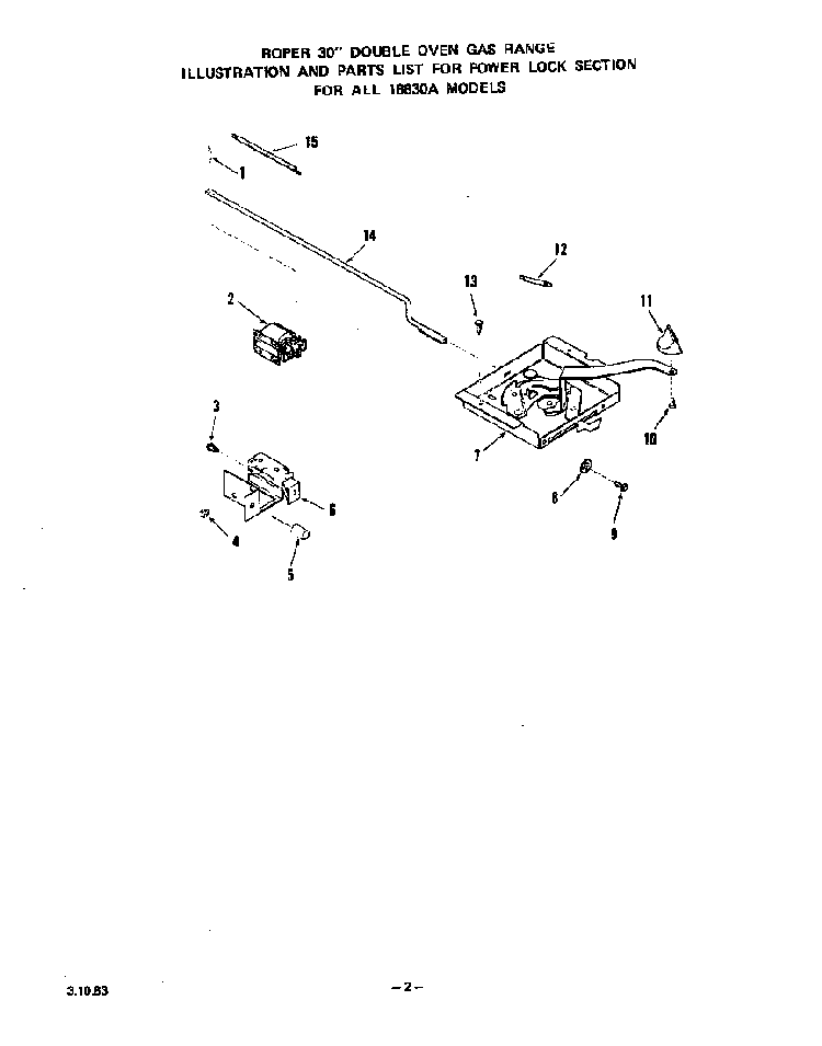 Power Lock Diagram and Parts List for 1883*0A  Roper Wall Oven
