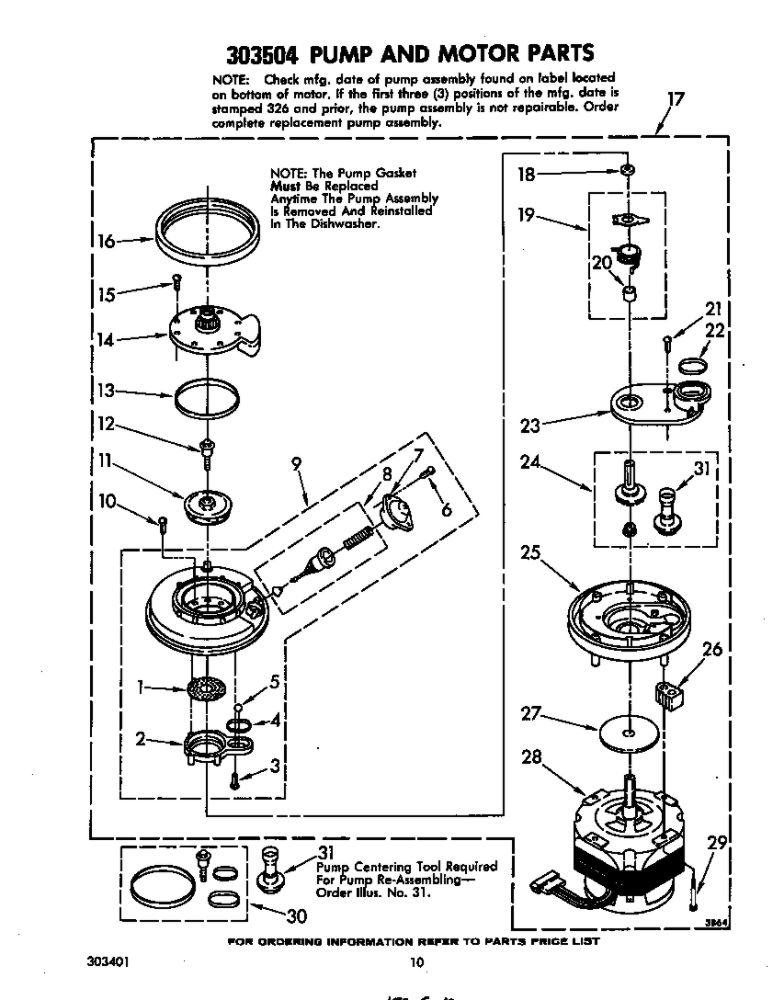 Pump And Motor Diagram and Parts List for GDP6880XLP0  Whirlpool Dishwasher