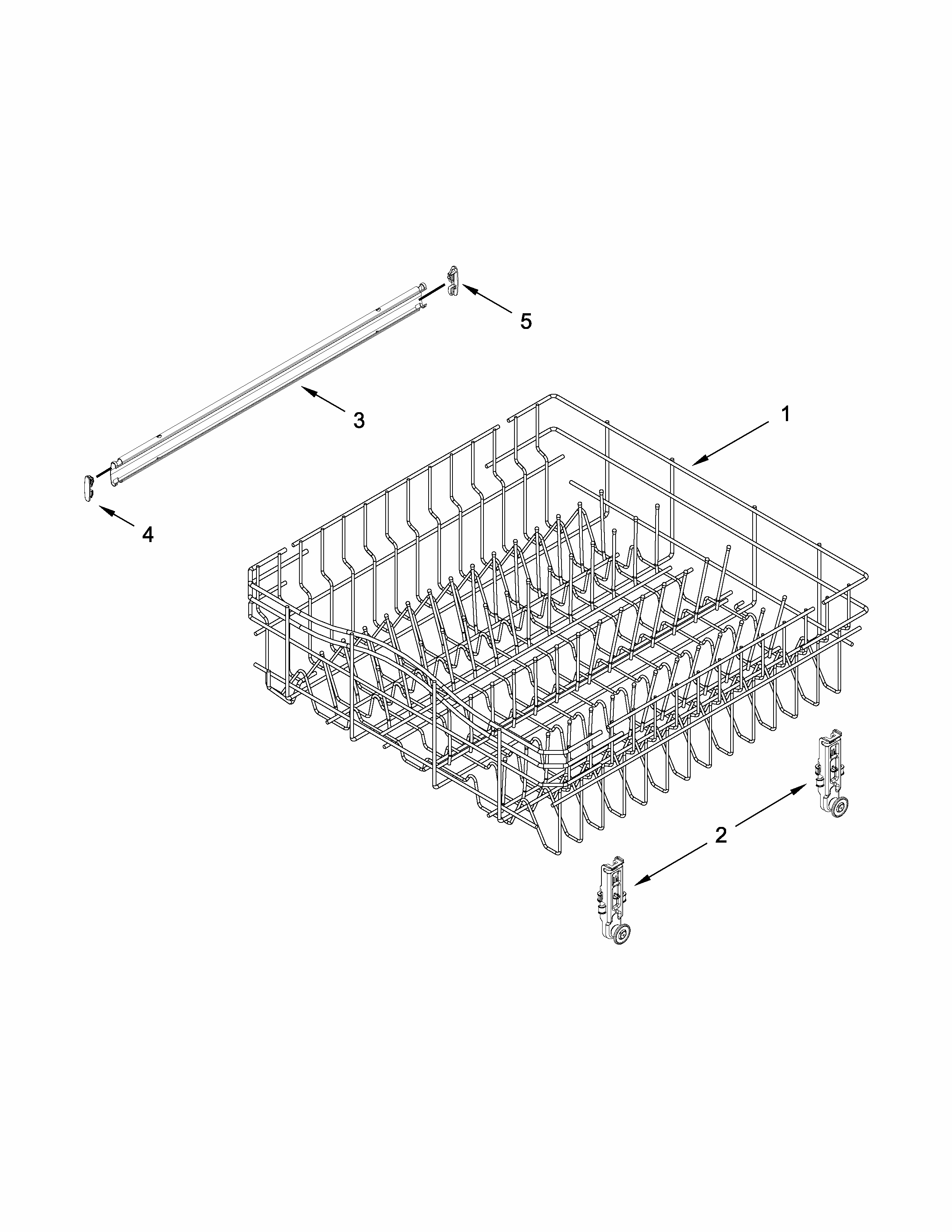 Upper Rack And Track Parts Diagram and Parts List for IUD8555DX0  Whirlpool Dishwasher