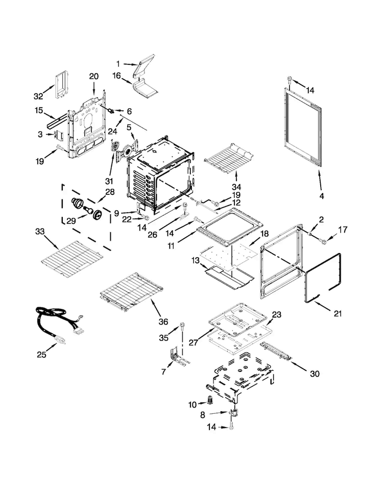 Chassis Parts Diagram and Parts List for KGRS308BSS1  KitchenAid Range