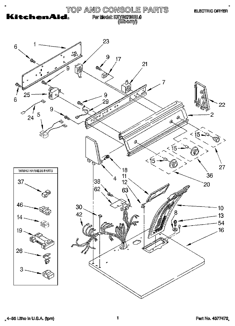 SECTION Diagram and Parts List for KEYE679BBL0  KitchenAid Dryer