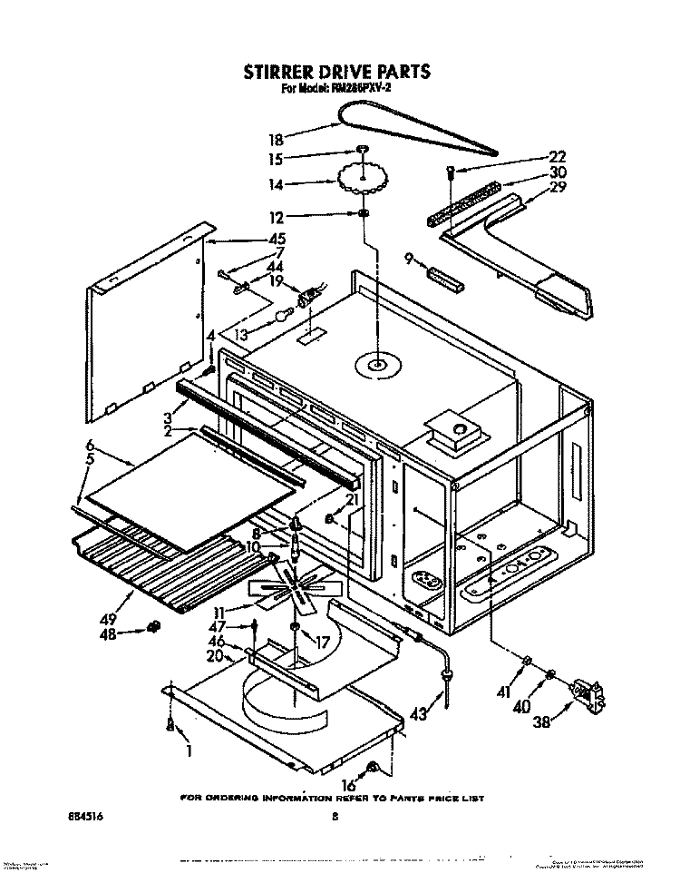 STIRRER DRIVE Diagram and Parts List for RM286PXV2  Whirlpool Microwave Oven Combo
