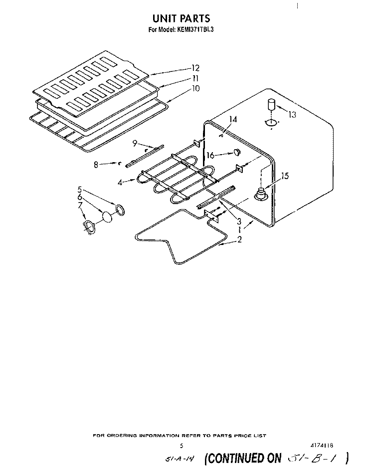 UNIT Diagram and Parts List for KEMI371TBL3  KitchenAid Microwave Oven Combo