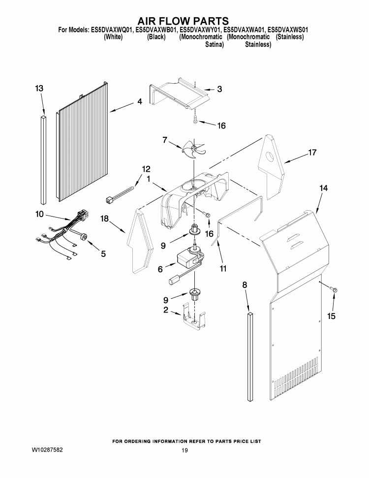 AIR FLOW PARTS Diagram and Parts List for ES5DVAXWS01  Whirlpool Refrigerator