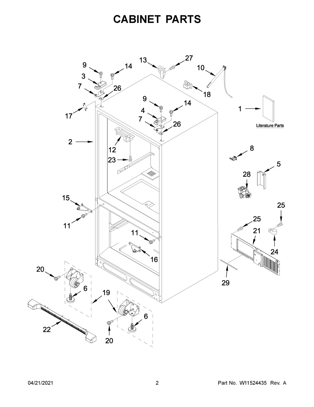 Cabinet Parts Diagram and Parts List for WRF535SWHZ06  Whirlpool Refrigerator