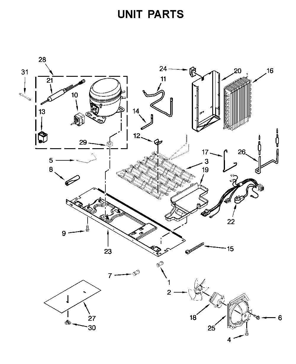 Unit parts Diagram and Parts List for 10651783413  Kenmore Refrigerator